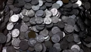 Rupiah coins in Medan, North Sumatra, Indonesia.