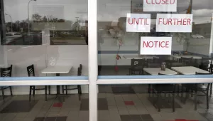 Vasi's Cafe is shown closed in St. Clair Shores, Mich., Friday, May 8, 2020. Many restaurants have closed due to the coronavirus pandemic.