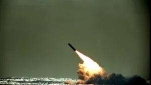 A missile is launched from a U.S. Navy submarine in the Atlantic Ocean in 1989 (Phil Sandlin/Associated Press).