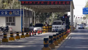 Police vehicle checkpoint in China