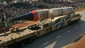 Indian Army missile on display in parade
