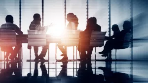 Business meeting backlit