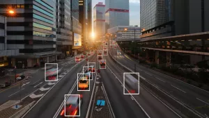 A simulated representation of AI image recognition software.