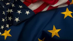 The U.S. and the EU flags together