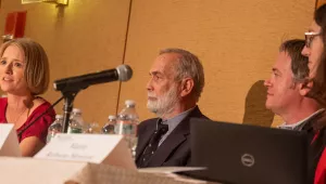 Nathalia Holt, Nicholas Ryenolds, Calder Walton, and Maria Robson-Morrow speak on a panel “Pulling Back the Secret Curtain: Historical Perspectives.”