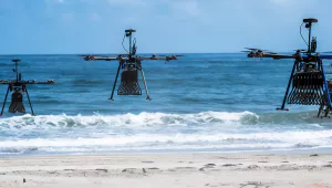 Unmanned aerial vehicles equipped with specialized software and sensors fly during the Technical Concept Experiment at Marine Corps Base Camp Pendleton, Calif., Jan. 19, 2024.