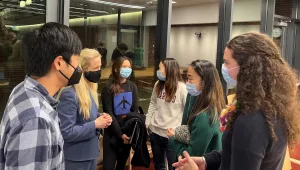 Harvard Kennedy School students chat with Professor Halla Hrund Logadóttir