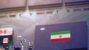 Iranian flag on a circuit board