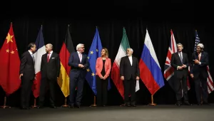 Foreign ministers/secretaries of state Wang Yi (China), Laurent Fabius (France), Frank-Walter Steinmeier (Germany), Federica Mogherini (EU), Mohammad Javad Zarif (Iran), Philip Hammond (UK), John Kerry (USA) in Vienna in 2015.