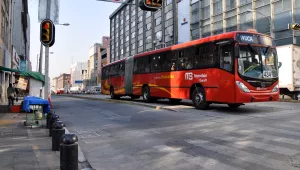 Mexico City Metrobus on the street