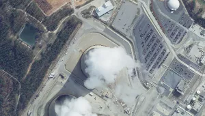 Overhead view of the AP-1000 reactors under construction at the Vogtle Plant in Waynesboro, Georgia.
