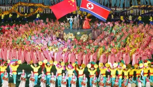 Dancers celebrate DPRK–China friendship at the Arirang Mass Games in 2010