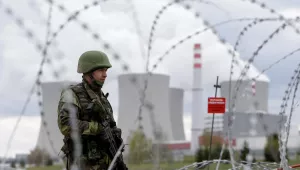 A member of the Czech Army takes part in an anti-terrorism drill at the Temelin nuclear power plant near the town of Tyn nad Vltavou, Czech Republic, April 11, 2017.