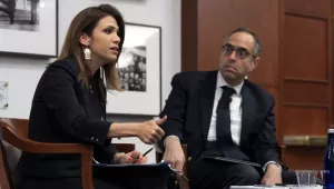 A conversation between Harvard Kennedy School Professor Tarek Masoud and Dalal Saeb Iriqat, a columnist and Palestinian academic. The event, held Thursday, was part of a series of dialogues on the Middle East hosted by Masoud.