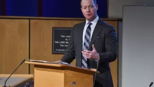 Dr. Seth Johnston gives speech at the University of Aberdeen