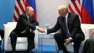 Vladimir Putin and Donald Trump meet at the 2017 G-20 Hamburg Summit (Kremlin.ru/Wikimedia Commons).