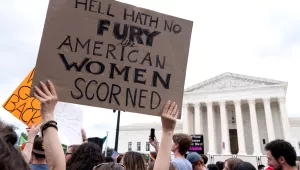 People protest following the Supreme Court's decision to overturn Roe v. Wade in Washington