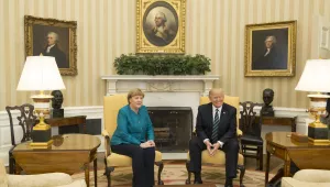 Angela Merkel and Donald Trump in the Oval office