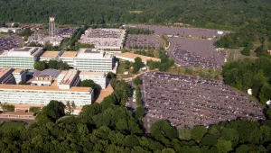 Aerial view of the Central Intelligence Agency headquarters, Langley, Virginia