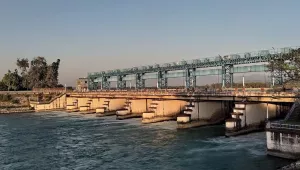 The diversion of the Ganga into the artificial Upper Ganga Canal. 