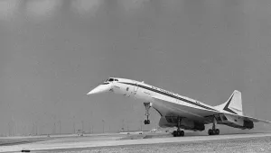 The British-French SST as it touched down at Dallas-Ft. Worth Airport