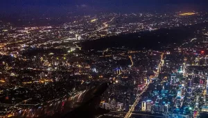 Aerial view of Guangzhou-Huadu Plain and Mount Baiyun 