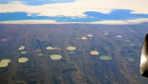  permafrost thaw ponds in Hudson Bay, Canada, near Greenland.
