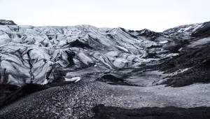 view of the glaciers on a mountain in Sólheimajökulll, Iceland