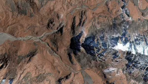 A section of the Delegen mountain range, near Uzynbulak, Kazakhstan.