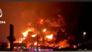 Saudi Arabian oil facilities in flames