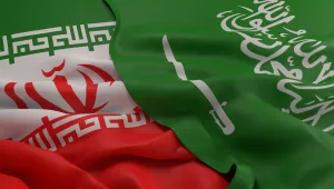 Iranian and Saudi flags.