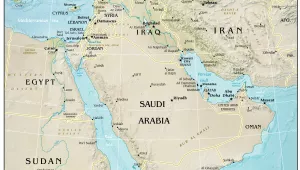 Map of East Africa and Middle East from CIA World Factbook