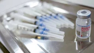 Syringes filled with the Moderna COVID-19 vaccine 