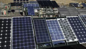 Solar panels at the National Renewable Energy Laboratory gather sunlight at the test facility