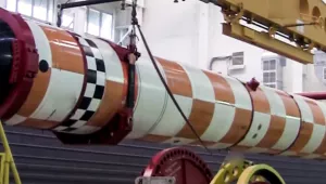 In this undated video grab provided released by the Russian Defense Ministry, a Russian Poseidon nuclear-powered underwater drone is photographed being test-launched. Russian Deputy Foreign Minister Sergei Ryabkov said that the Poseidon doesn't fall under the New START arms control treaty with the United States, but added that Moscow is ready to discuss it as part of broader talks with Washington on strategic stability.