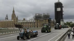 Tractors on Westminster bridge