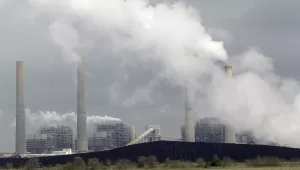 Piles of coal at NRG Energy's W.A. Parish Electric Generating Station in Thompsons, Texas.