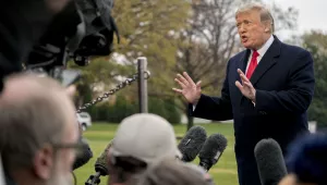 Trump speaks to press on White House South Lawn