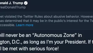 A public interest notice applied to a tweet President Trump posted on June 23, 2020.