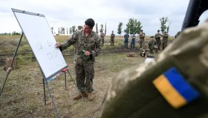 U.S. Marine Sgt. Adam Clark, teaches Ukrainian marines