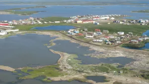 Aerial view of Tuktoyaktuk, Northwest Territories, Canada. 