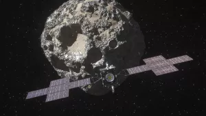 Spacecraft Psyche approaching the asteroid Psyche