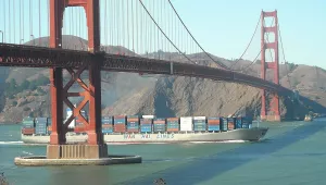 Container Ship under Golden Gate Bridge