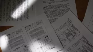Recently declassified documents related to the President John F. Kennedy assassination are seen Wednesday, March 19, 2025, in Nashville, Tenn.
