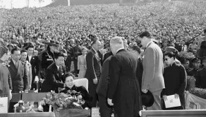 Soong May-ling, or Mme. Chiang Kai-Shek, China’s first lady, smiles in response to the warm reception given by 30,000 people in the Hollywood Bowl