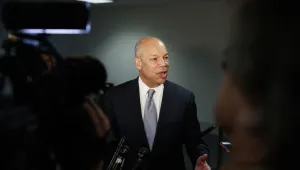 Former Homeland Security Secretary Jeh Johnson speaks to media after testifying before a Senate Intelligence Committee hearing on election security on Capitol Hill in Washington, Wednesday, March 21, 2018. (AP Photo/Carolyn Kaster)