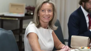 Netherlands Minister of Defense Kajsa Ollongren is seated for a meeting with Secretary of Defense Lloyd Austin at the Pentagon, Wednesday, July 13, 2022, in Washington. (AP Photo/Alex Brandon)