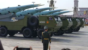YJ-17, hypersonic anti-ship missiles, pass during a military parade