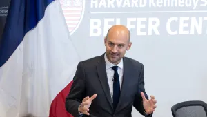 French Foriegn Minister Barrot is hosted by Natalie Colbert at the Belfer Center