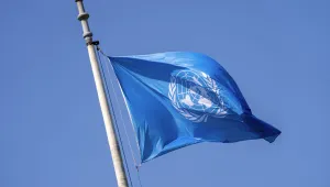 The U.N. flag waves outside the Peace palace, housing the International Court of Justice, or World Court, in The Hague, Netherlands, Thursday, May 23, 2024.